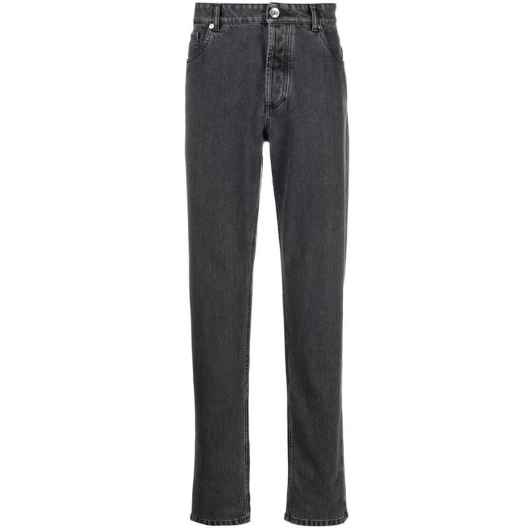 Szare wąskie jeansy z bawełny Brunello Cucinelli