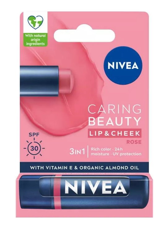 Nivea Pielęgnująca pomadka do ust Caring Beauty 3w1 Rose