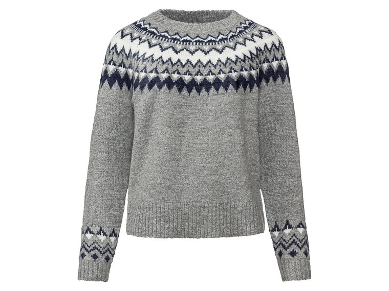 esmara Sweter damski w stylu norweskim (Szary, XS (32/34))