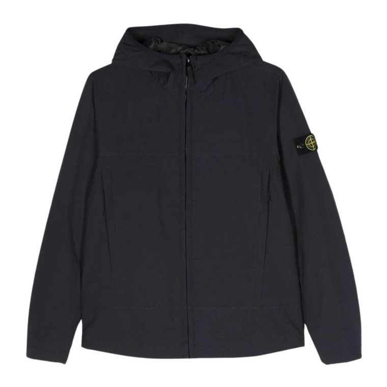 Niebieski Płaszcz z Kapturem Błona Żywiczna Stone Island