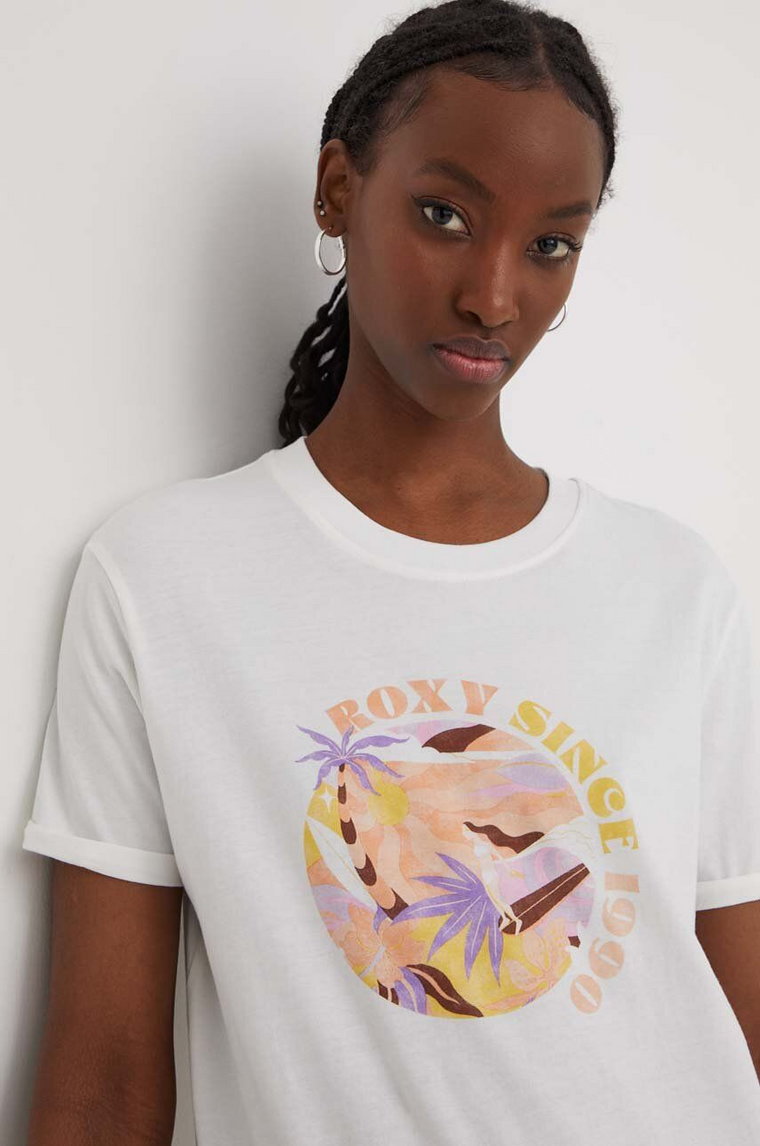 Roxy t-shirt bawełniany damski kolor czarny ERJZT05698