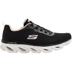 Czarno-różowe sneakersy skechers z wkładką memory foam - Damskie - Kolor: Czarne - Rozmiar: 36