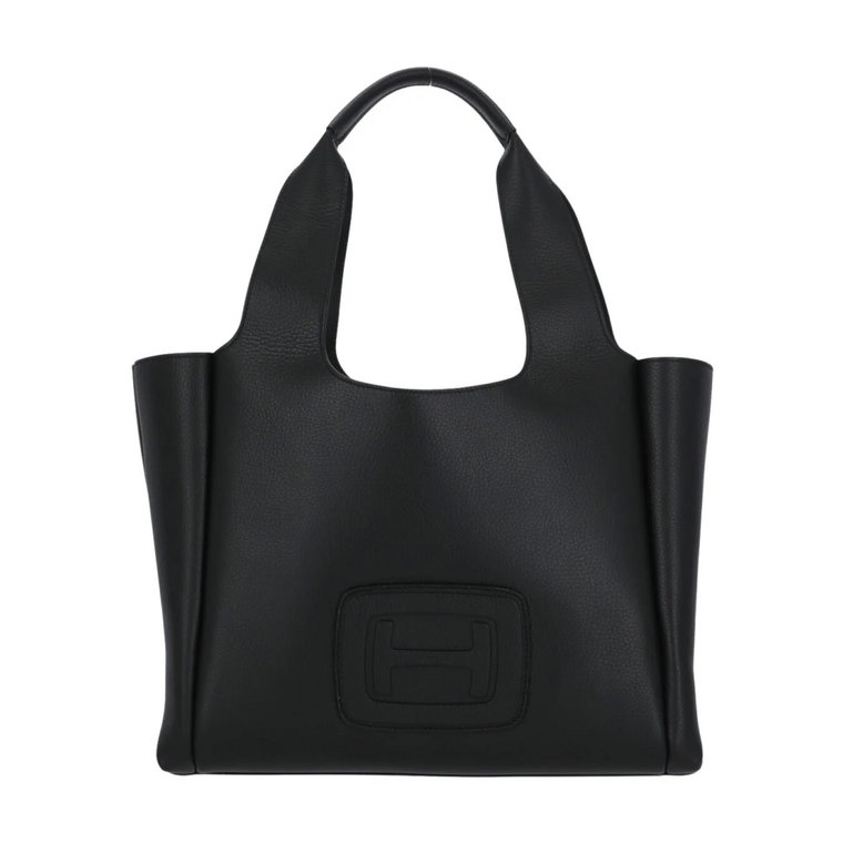 Czarna torba na zakupy z pebble leather Hogan