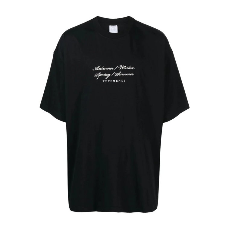 Czarna koszulka z haftem i krótkimi rękawami Vetements