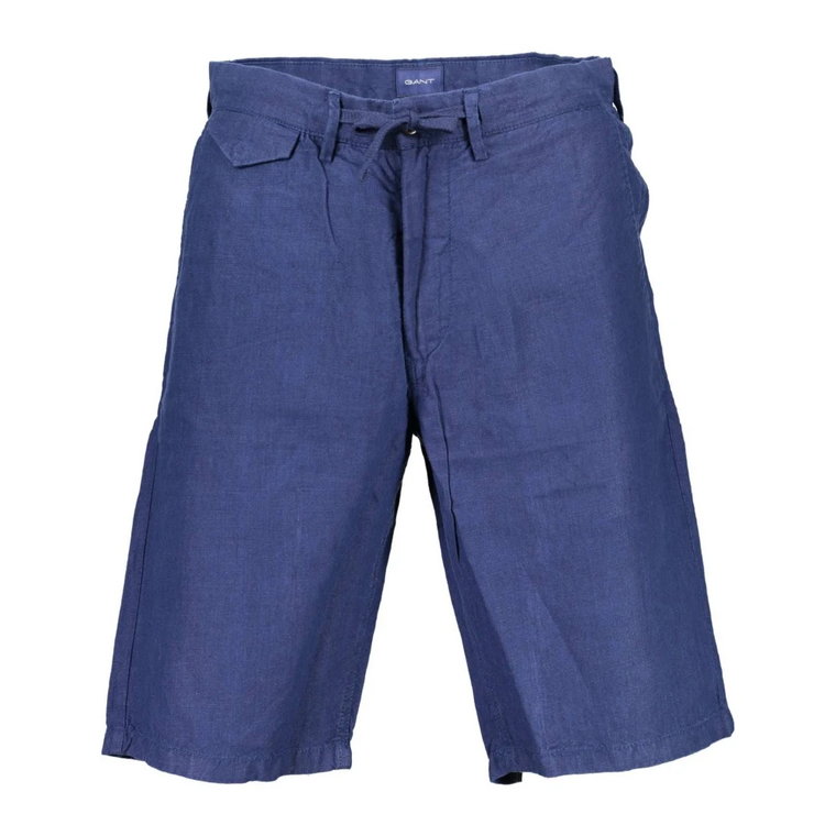 Niebieskie Bermudy z Lnianego Jeansu z 5 Kieszeniami Gant