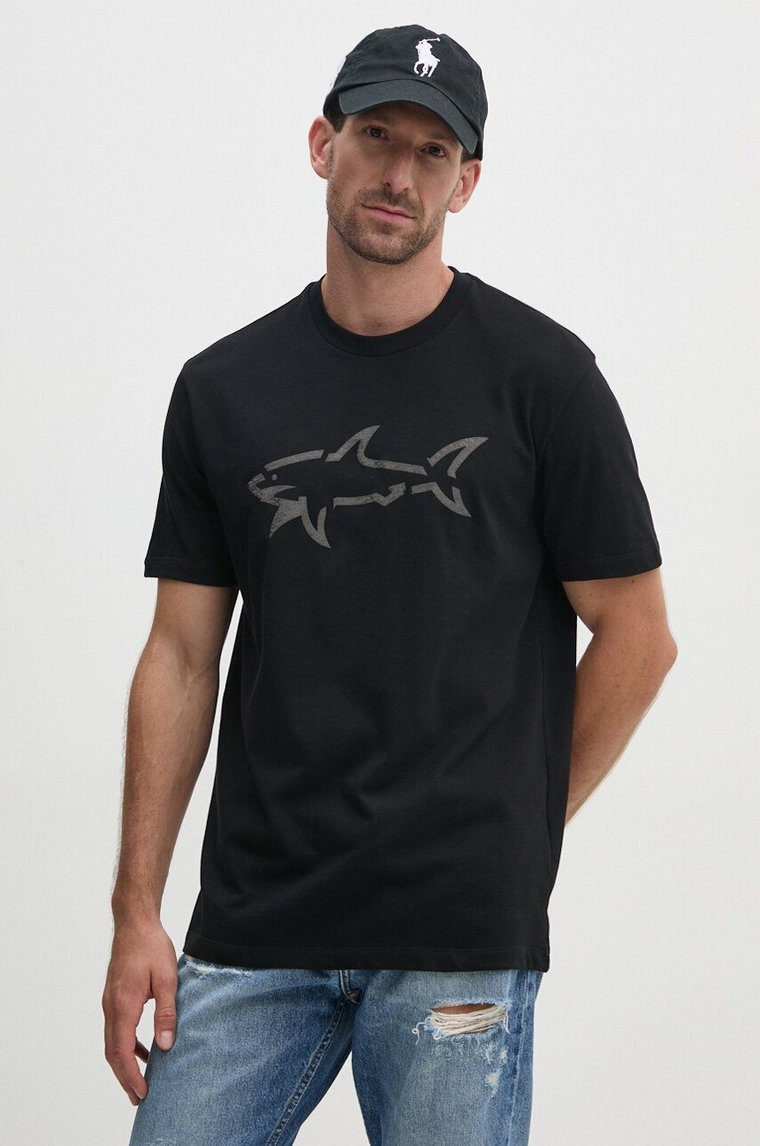 Paul&Shark t-shirt bawełniany męski kolor czarny z nadrukiem 14311653