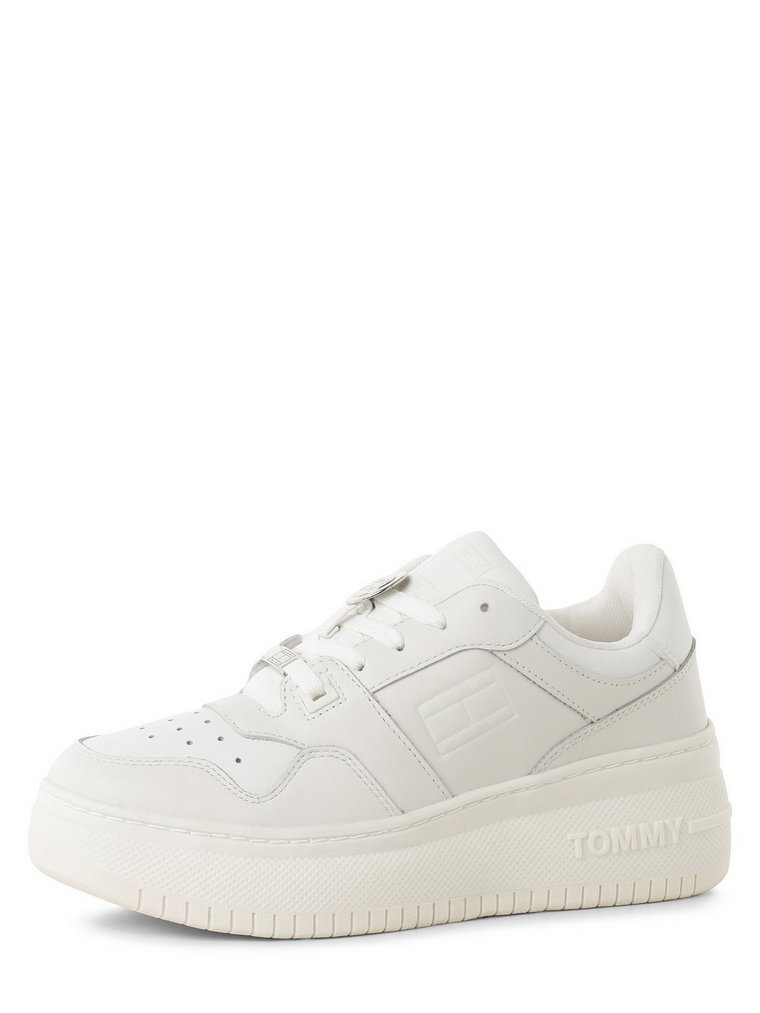Tommy Jeans - Tenisówki damskie z dodatkiem skóry, biały