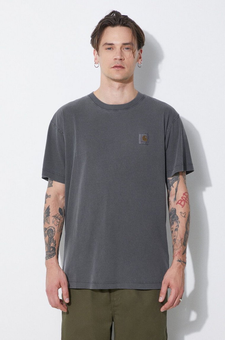 Carhartt WIP t-shirt bawełniany S/S Nelson T-Shirt męski kolor szary gładki I029949.98GD