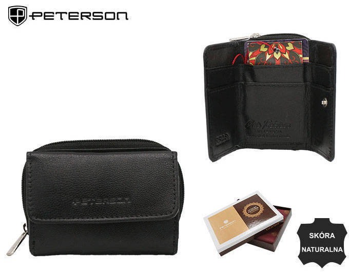 Mały, skórzany portfel damski na zatrzask  Peterson