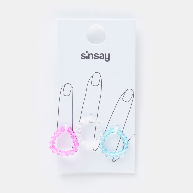 Sinsay - Pierścionki 3 pack - Wielobarwny