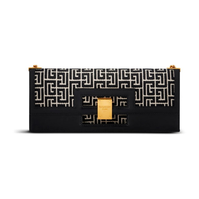 Oversized bicolor jacquard 1945 Heritage clutch bag Balmain