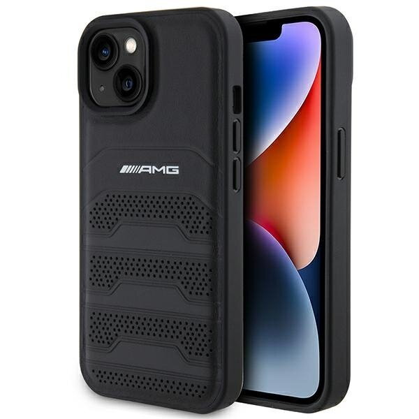 AMG AMHCP15MGSEBK iPhone 15 Plus / 14 Plus 6.7" czarny/black hardcase Leather Debossed Lines