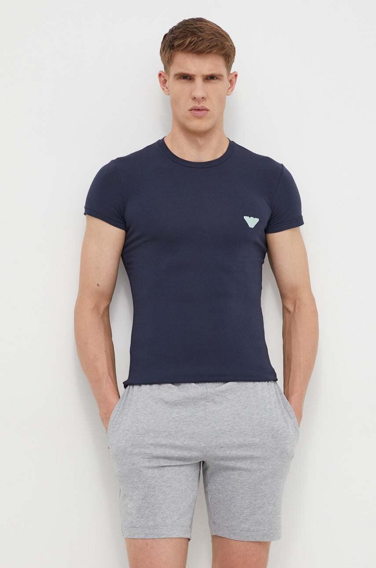 Emporio Armani Underwear t-shirt lounge kolor granatowy z nadrukiem 111035 4R512