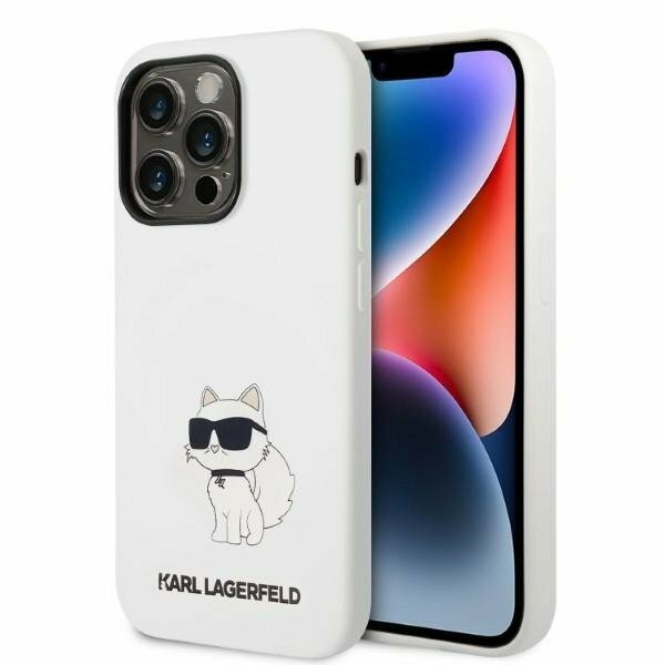 Karl Lagerfeld KLHMP14XSNCHBCH iPhone 14 Pro Max 6,7" hardcase biały/white Silicone Choupette MagSafe