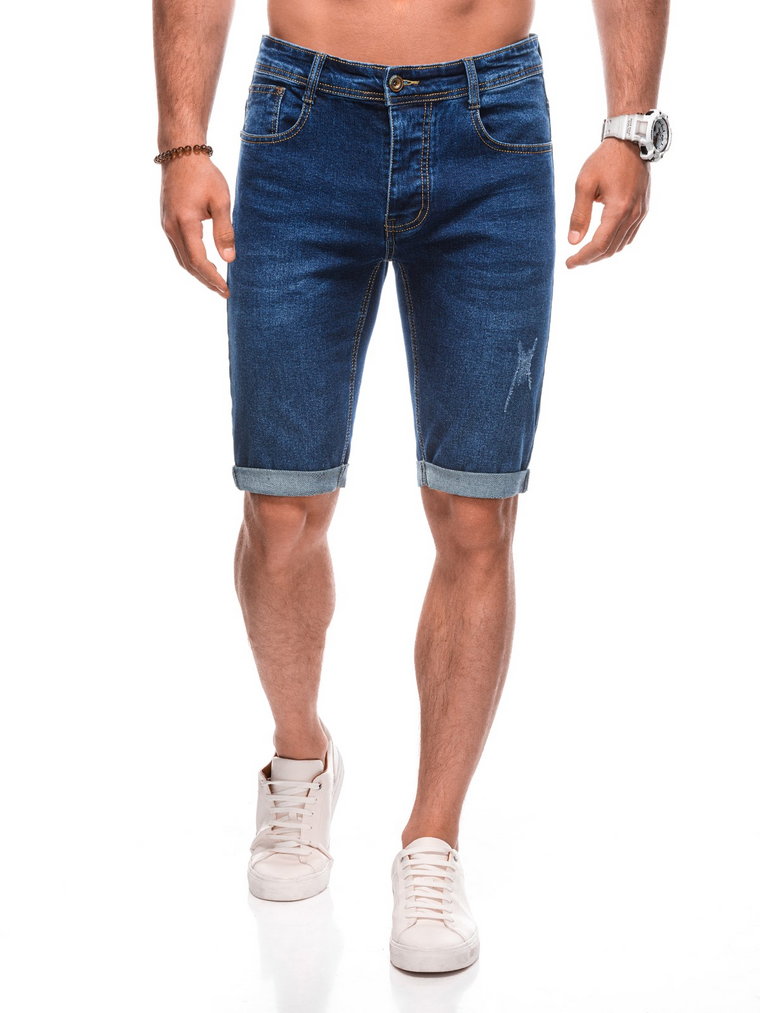 Krótkie spodenki męskie jeansowe W505 - niebieskie