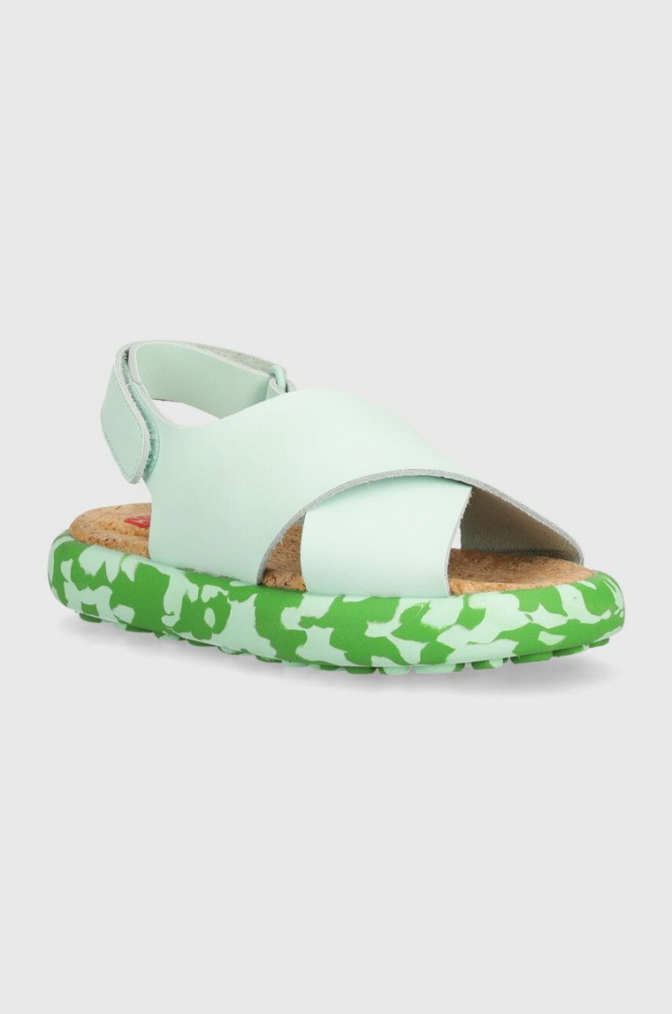 Camper sandały skórzane dziecięce kolor zielony