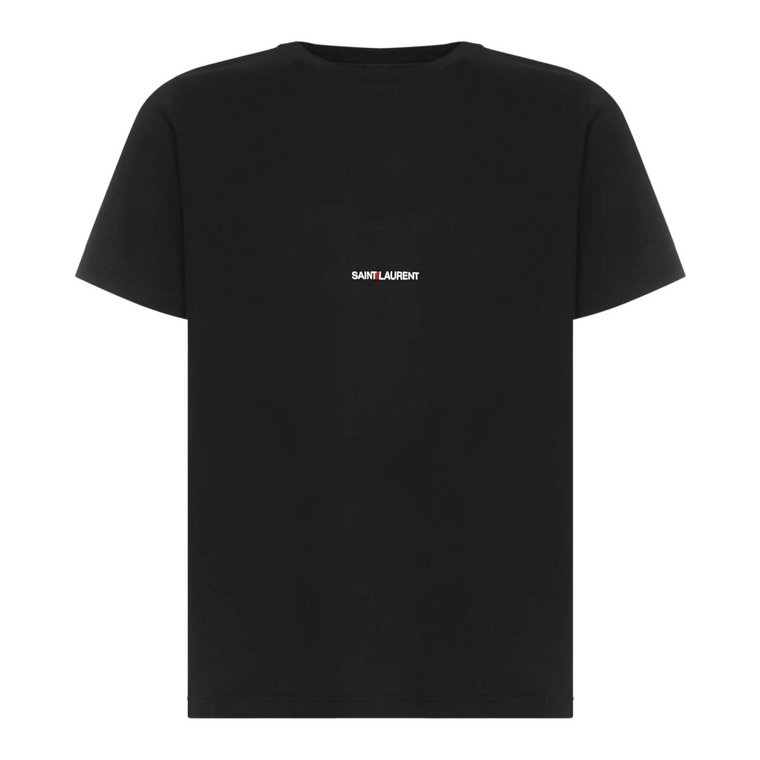 Czarna Koszulka z Logo z Bawełny Saint Laurent