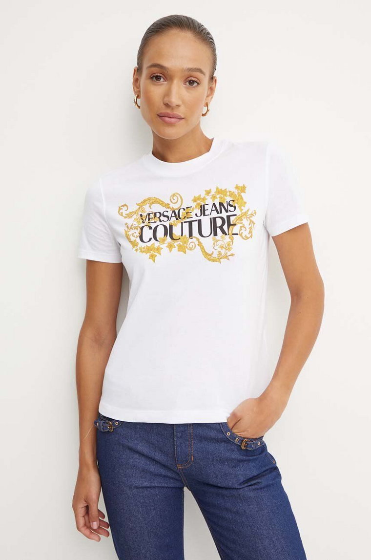 Versace Jeans Couture t-shirt bawełniany damski kolor biały 77HAHE05 CJ00E