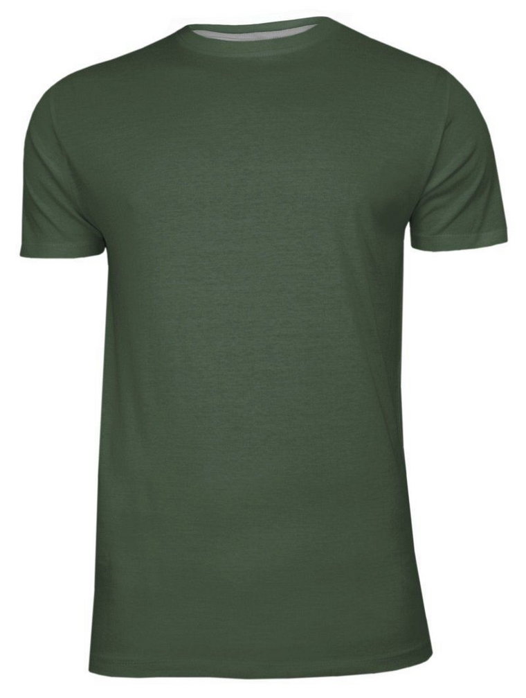 Zielony Bawełniany T-Shirt Męski Bez Nadruku -Brave Soul- Oliwkowa Koszulka, Krótki Rękaw, Basic