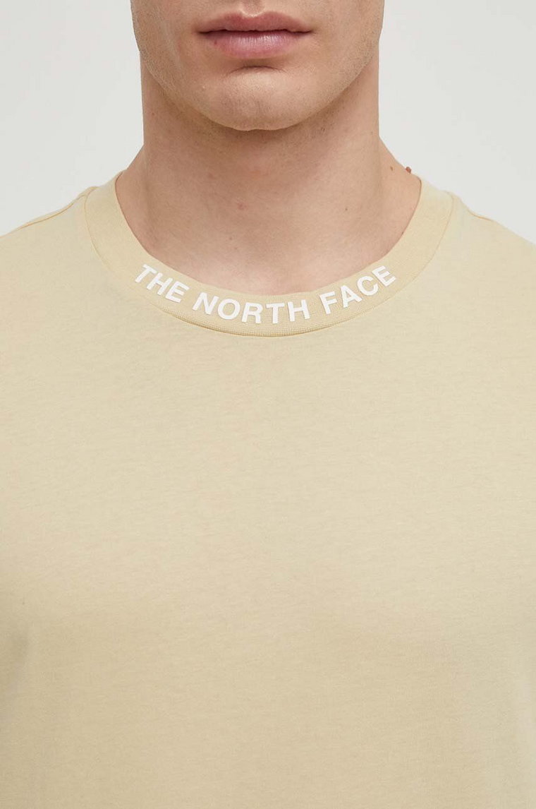 The North Face t-shirt bawełniany męski kolor beżowy z nadrukiem NF0A87DD3X41