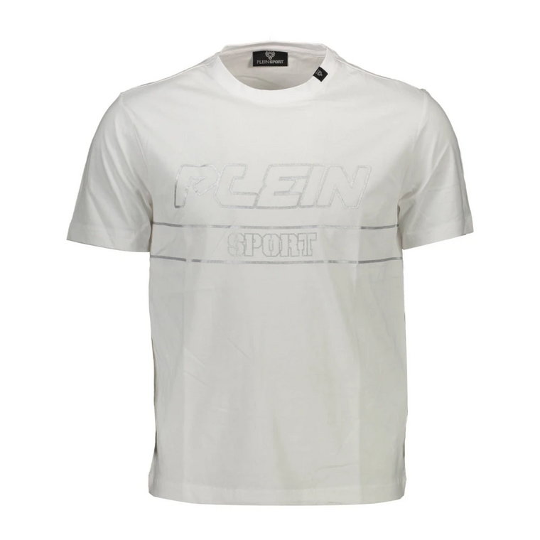 Biała Bawełniana Koszulka z Nadrukiem Plein Sport