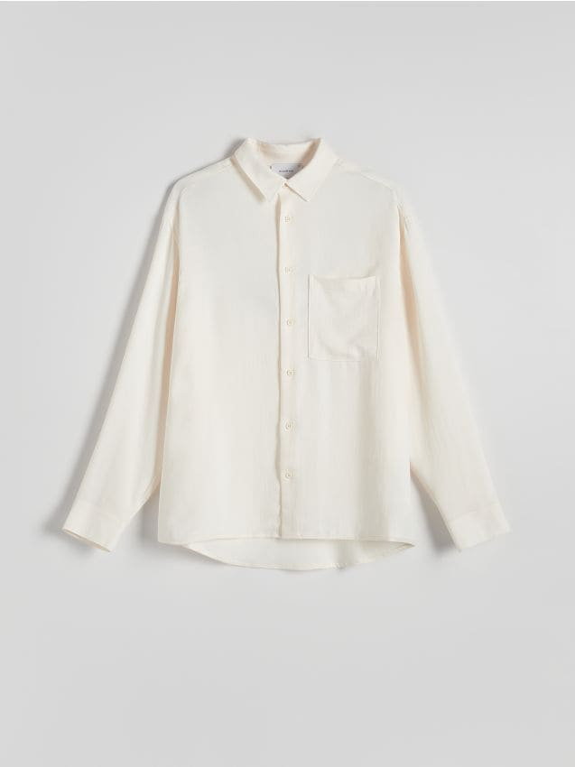 Reserved - Koszula comfort fit z lyocellem - złamana biel