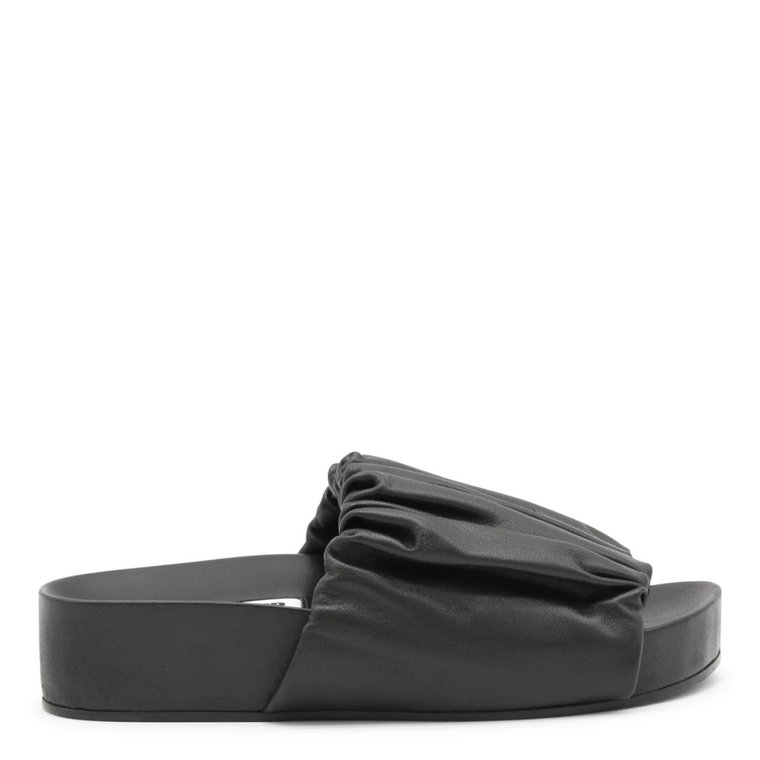 Czarne płaskie buty - Stylowe i wszechstronne Jil Sander