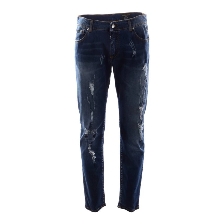 Męskie zniszczone jeansy skinny Dolce & Gabbana