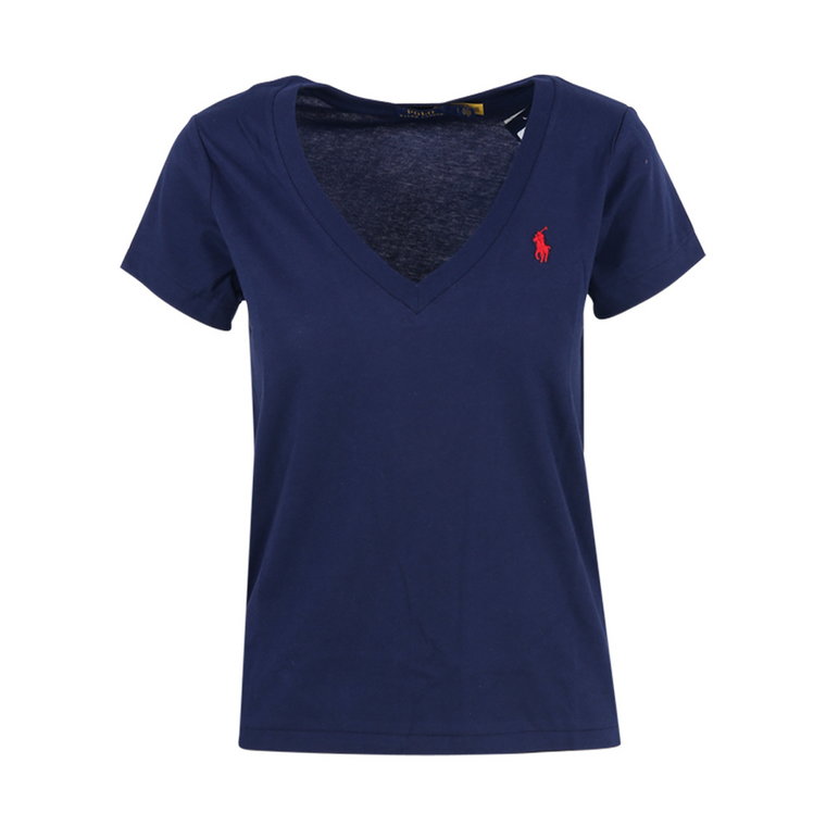 Granatowa Krótki Rękaw T-shirt dla Kobiet Ralph Lauren