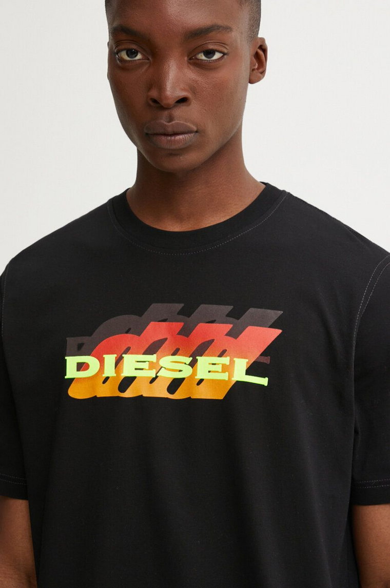 Diesel t-shirt bawełniany T-ADJUST-K5 męski kolor czarny z nadrukiem A14824.0GRAI