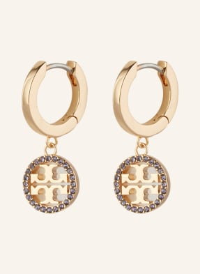 Tory Burch Wiszące Kolczyki Miller Pave Huggie Hoop gold