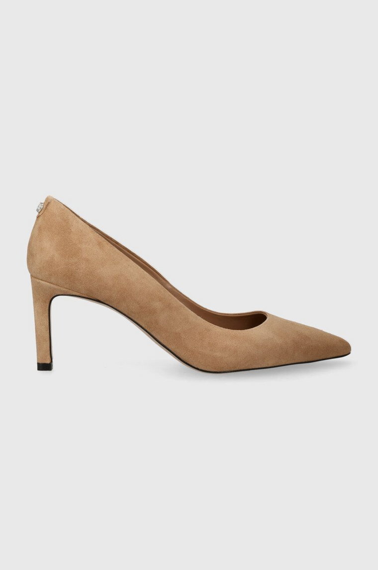 BOSS szpilki zamszowe Janet Pump 70-S kolor beżowy 50498810