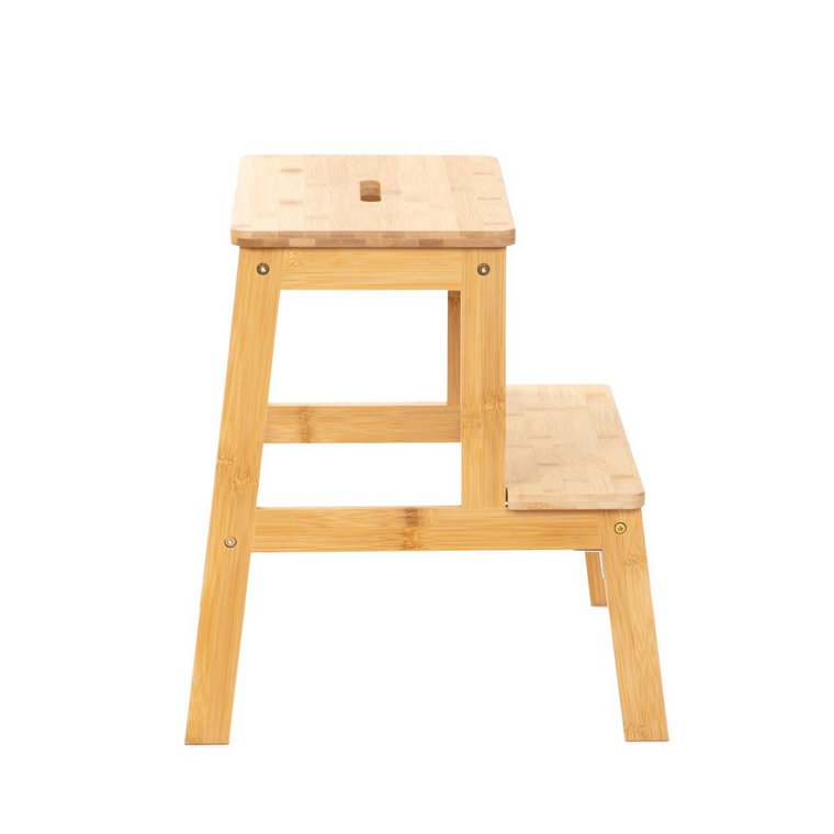 Taboret ze schodkiem PASSO bambusowy naturalny 42,7x40x49,6 cm HOMLA