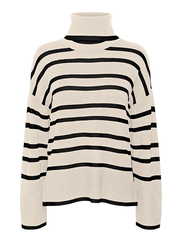 Vero Moda Sweter "Saba" w kolorze beżowo-czarnym