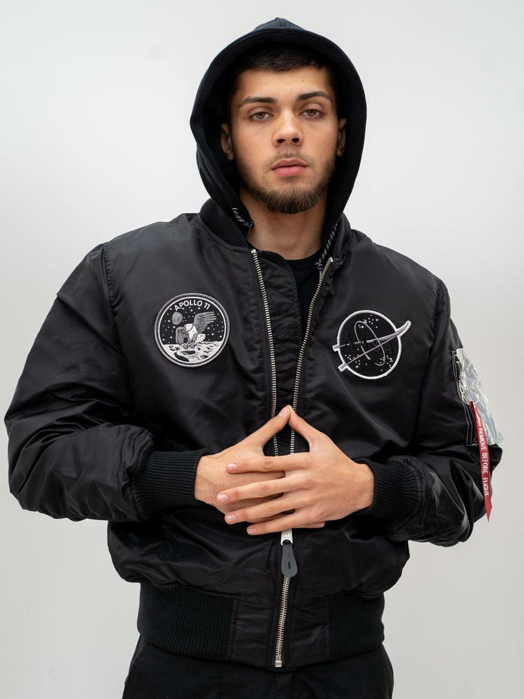 Kurtka Bomberka Alpha Industries MA-1 VF Hood Dark Side Czarna / Odblaskowa