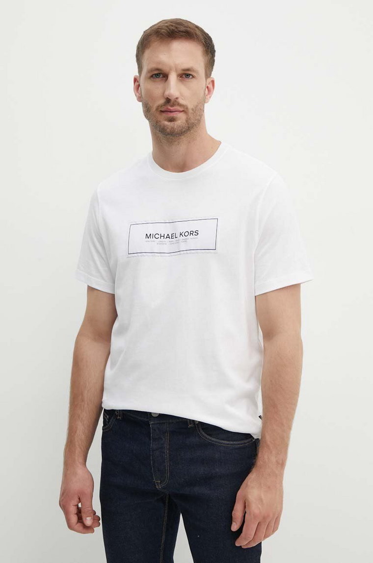 Michael Kors t-shirt bawełniany męski kolor biały gładki CT4525L1V2