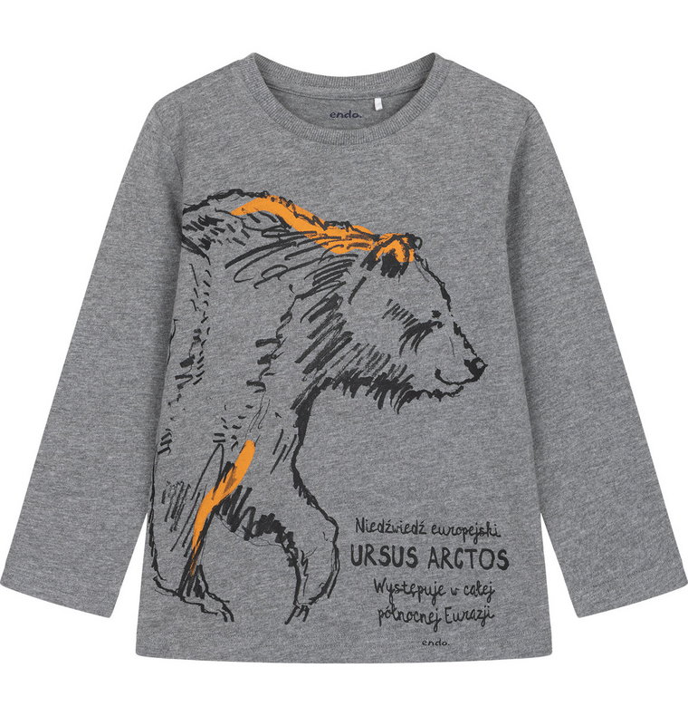 Koszulka T-shirt  z Długim Rękawem chłopięca dziecięca Niedźwiedź 140 Endo