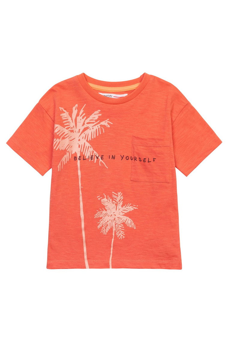 Pomarańczowy t-shirt z bawełny niemowlęcy z palmami
