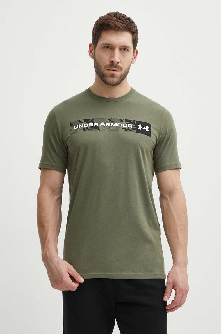 Under Armour t-shirt męski kolor zielony z nadrukiem 1376830