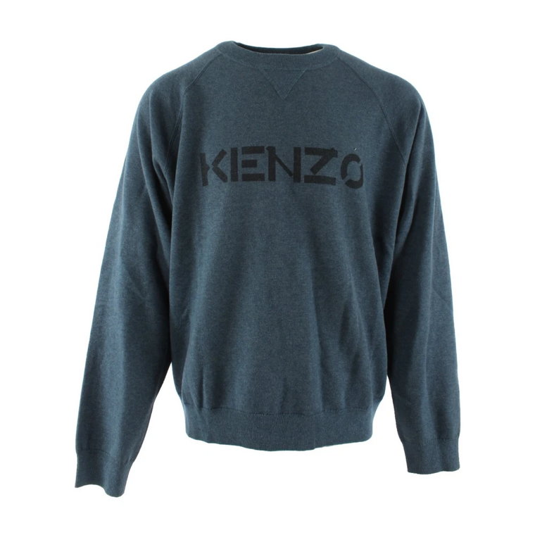 Elegancki Niebieski Sweter z Włóczki Kenzo
