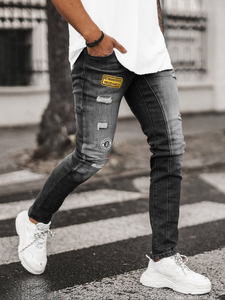 Spodnie jeansowe męskie czarne OZONEE NB/MP0047NZ