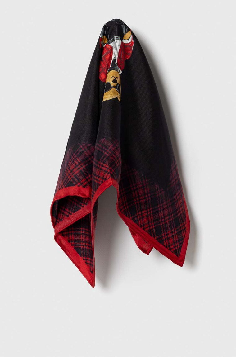 Polo Ralph Lauren apaszka jedwabna kolor czarny wzorzysta