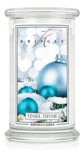 Kringle Candle Duża Świeca Zapachowa Z Dwoma Knotami Tinsel Thyme 623G