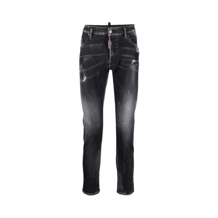 Czarne i szare Spodnie Skater Jeans z 5 kieszeniami Dsquared2