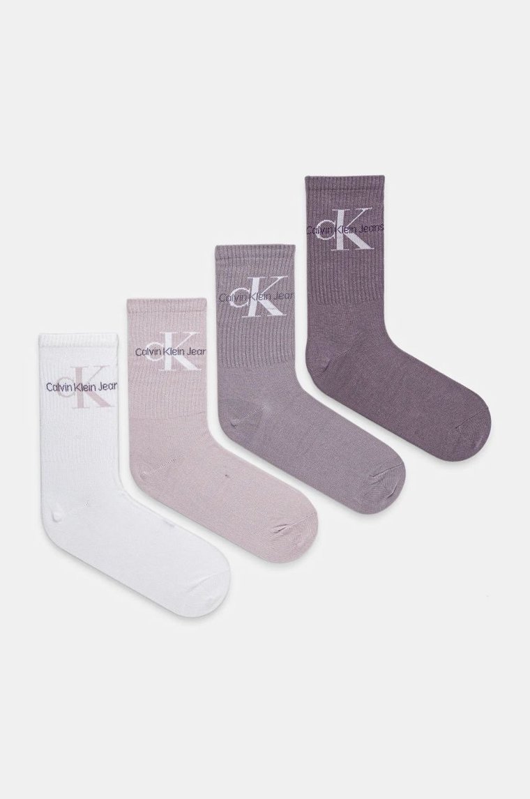 Calvin Klein Jeans skarpetki 4-pack damskie kolor fioletowy 701229462