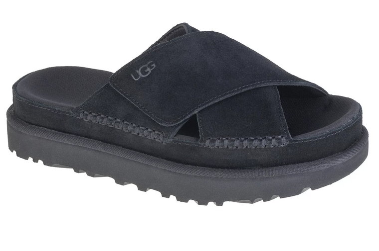 UGG Goldenstar Cross Slide 1137910-BLK, Damskie, Czarne, klapki, skóra zamszowa, rozmiar: 36