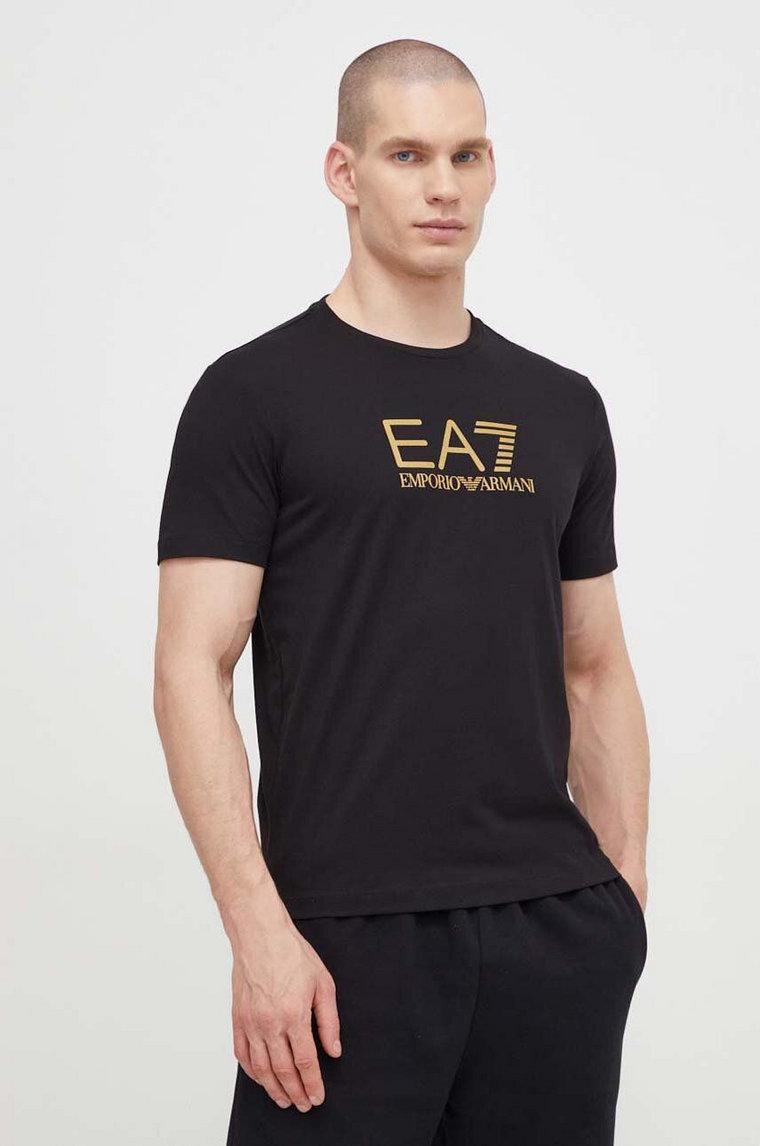 EA7 Emporio Armani t-shirt bawełniany męski kolor czarny z nadrukiem