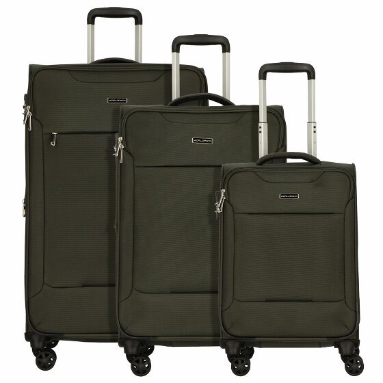 Worldpack Zestaw walizek Victoria na 4 kółkach, 3-częściowy, z elastycznym zagięciem olivgruen