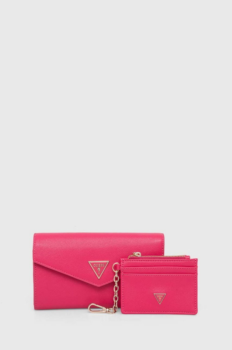 Guess portfel i etui na karty damski kolor różowy GFBOXW P4202