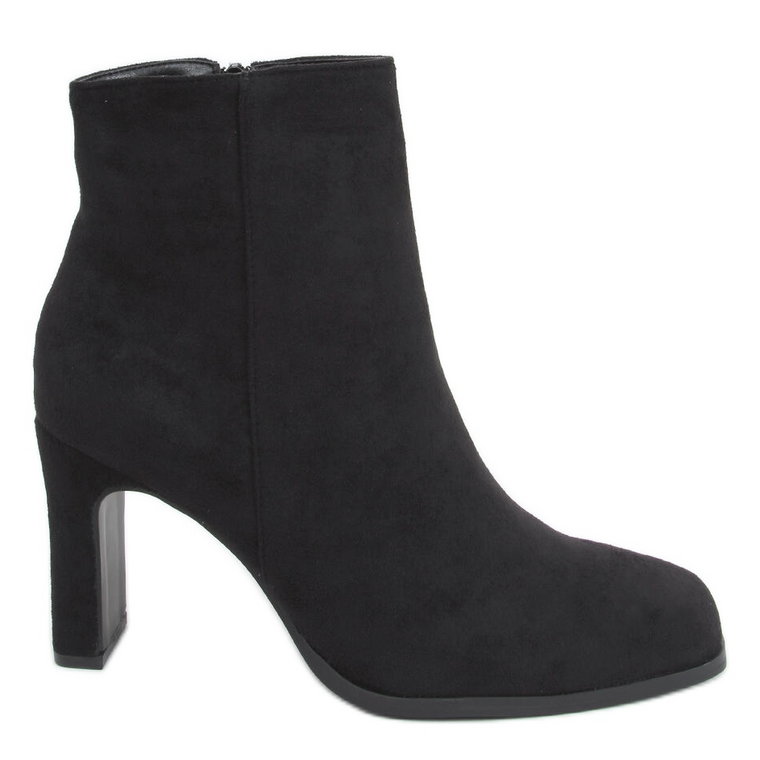 Botki na obcasie Madison Black Suede czarne